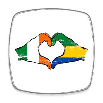 Ireland Gabon Flag Hands Heart Shape Used - Square fridge magnet - white - Front