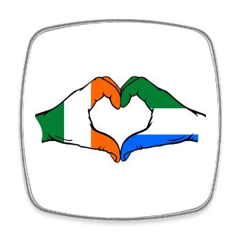 Irland Sierra Leone Flagge Hände Herzform - Viereckiger Kühlschrankmagnet - Weiß - Vorne