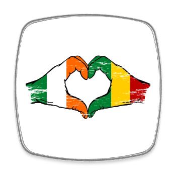 Drapeau Irlande Guinée Mains Forme de cœur utilisé - Magnet carré - blanc - Devant