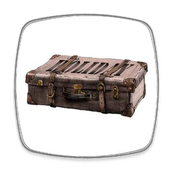 Valise d'aventure au design explorateur - Magnet carré - blanc - Devant