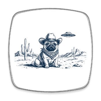 Cowboy Mops - Viereckiger Kühlschrankmagnet - Weiß - Vorne