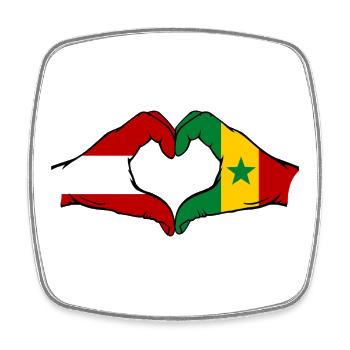 Drapeau Autriche Sénégal Mains en forme de cœur - Magnet carré - blanc - Devant
