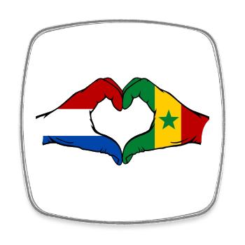 Drapeau des Pays-Bas et du Sénégal en forme de cœur - Magnet carré - blanc - Devant