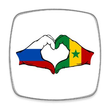 Russland Senegal Flagge Hände Herzform - Viereckiger Kühlschrankmagnet - Weiß - Vorne