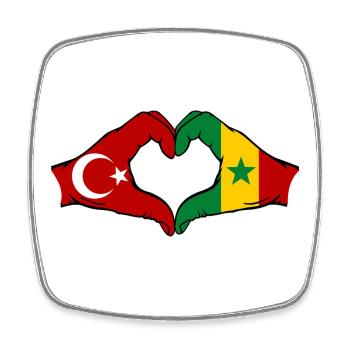 Türkei Senegal Flagge Hände Herzform - Viereckiger Kühlschrankmagnet - Weiß - Vorne