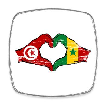 Tunisie Sénégal drapeau mains forme coeur utilisé - Magnet carré - blanc - Devant