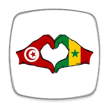 Tunisia Senegal Flag Hands Heart Shape - Square fridge magnet - white - Front