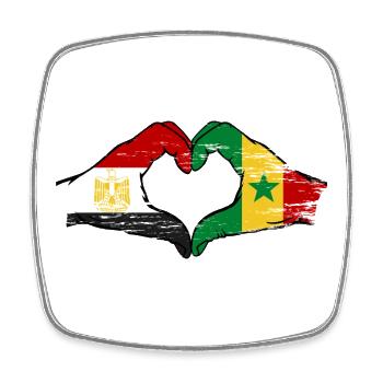 Egypte Sénégal Drapeau Mains Coeur Forme Utilisé - Magnet carré - blanc - Devant