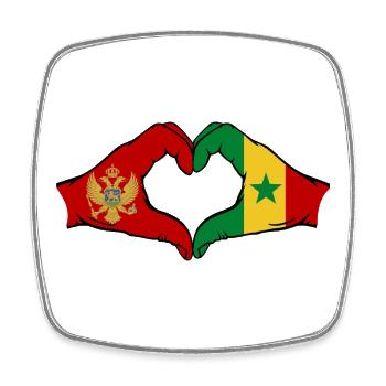 Montenegro Senegal Flag Hands Heart Shape - Square fridge magnet - white - Front