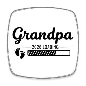 Papy 2026 Chargement - Magnet carré - blanc - Devant