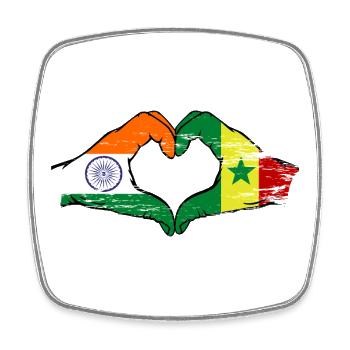India Senegal Flag Hands Heart Shape Used - Square fridge magnet - white - Front