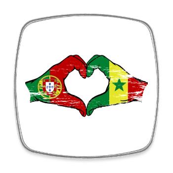 Portugal Senegal Flagge Hände Herzform used - Viereckiger Kühlschrankmagnet - Weiß - Vorne