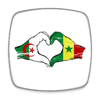 Algeria Senegal Flag Hands Heart Shape Used - Square fridge magnet - white - Front