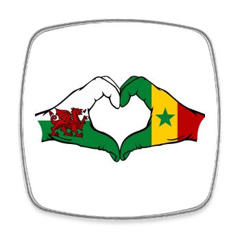 Wales Senegal Flag Hands Heart Shape - Square fridge magnet - white - Front