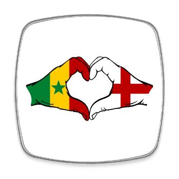 Senegal England Flagge Hände Herzform used - Viereckiger Kühlschrankmagnet - Weiß - Vorne