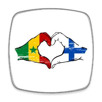 Sénégal Finlande Drapeau Mains Coeur Forme - Magnet carré - blanc - Devant