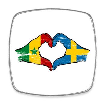 Senegal Sweden flag hands heart shape used - Square fridge magnet - white - Front