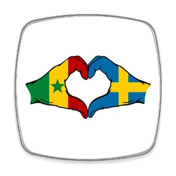 Senegal Sweden Flag Hands Heart Shape - Square fridge magnet - white - Front