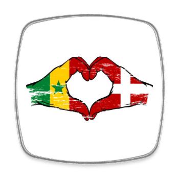 Senegal Dänemark Flagge Hände Herzform used - Viereckiger Kühlschrankmagnet - Weiß - Vorne