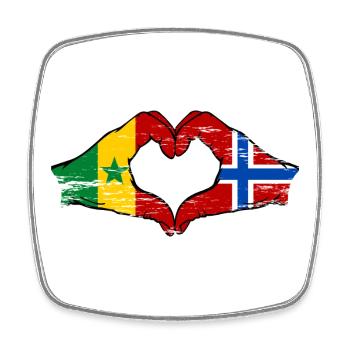 Senegal Norwegen Flagge Hände Herzform used - Viereckiger Kühlschrankmagnet - Weiß - Vorne