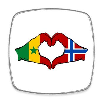 Senegal Norway Flag Hands Heart Shape - Square fridge magnet - white - Front