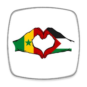 Sénégal Palestine Drapeau Mains Coeur Forme - Magnet carré - blanc - Devant