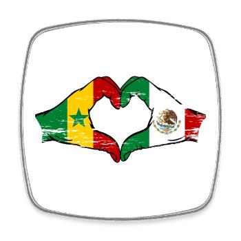 Sénégal Mexique Drapeau Coeur Utilisé - Magnet carré - blanc - Devant