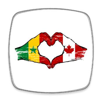 Senegal Kanada Flagge Hände Herzform - Viereckiger Kühlschrankmagnet - Weiß - Vorne