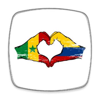Senegal Colombia Flag Hands Heart Shape Used - Square fridge magnet - white - Front