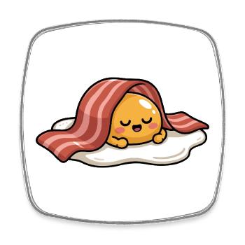 Sleeping Egg with Bacon Cartoon - Viereckiger Kühlschrankmagnet - Weiß - Vorne