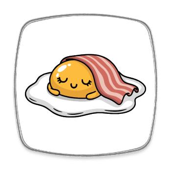 Sleeping Egg with Bacon Cartoon - Square fridge magnet - white - Front