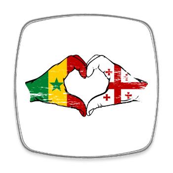 Senegal Georgien Flagge Hände Herzform used - Viereckiger Kühlschrankmagnet - Weiß - Vorne