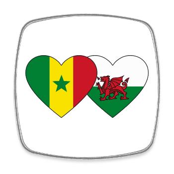 Senegal Wales Flagge Hände Herzform - Viereckiger Kühlschrankmagnet - Weiß - Vorne