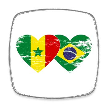 Sénégal Brésil Drapeau Mains Coeur Forme Utilisé - Magnet carré - blanc - Devant
