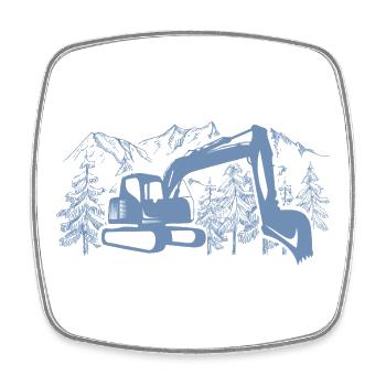 Excavator Silhouette Construction Equipment Operator Work - Square fridge magnet - white - Front