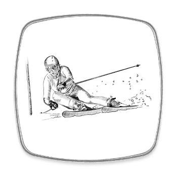 Ski  - Viereckiger Kühlschrankmagnet - Weiß - Vorne