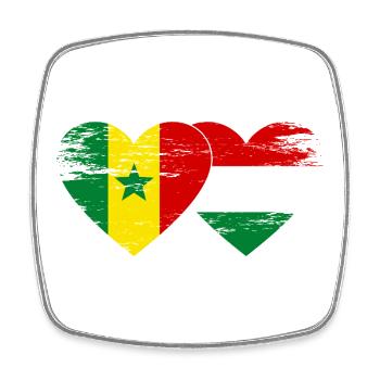 Senegal Hungary Flag Heart used - Square fridge magnet - white - Front