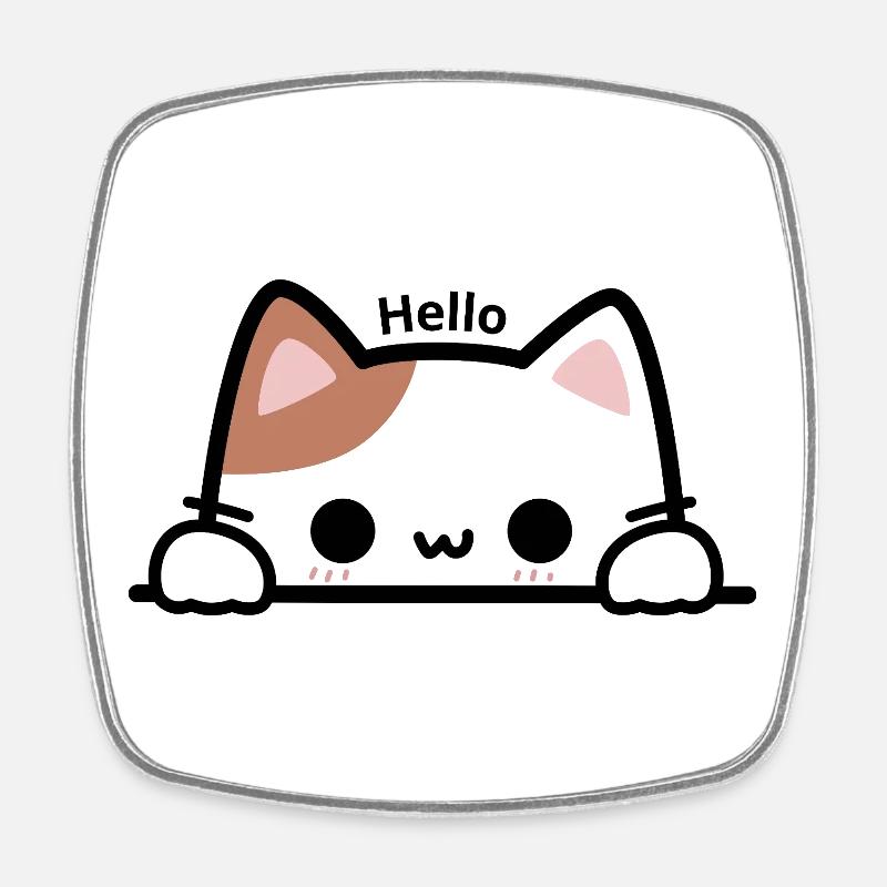 Peekaboo Kitten - Square fridge magnet - white