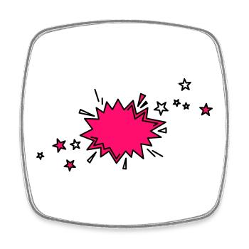 Élément de bande dessinée en noir et rose - Magnet carré - blanc - Devant