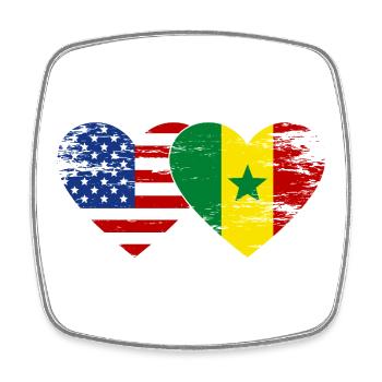 USA Senegal Flagge Herz used - Viereckiger Kühlschrankmagnet - Weiß - Vorne