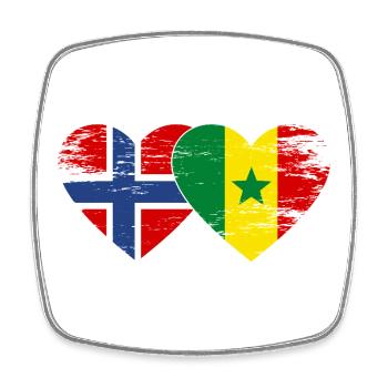 Norway Senegal Flag Heart - Square fridge magnet - white - Front
