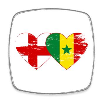 Angleterre Sénégal Drapeau Mains Coeur Forme Utilisé - Magnet carré - blanc - Devant