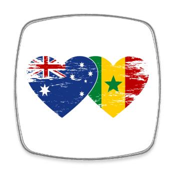 Australien Senegal Flagge Herz - Viereckiger Kühlschrankmagnet - Weiß - Vorne