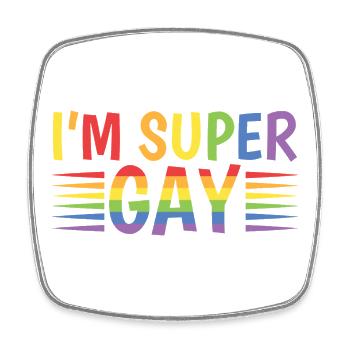 I´m super gay LGBT - Viereckiger Kühlschrankmagnet - Weiß - Vorne