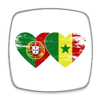 Portugal Sénégal Drapeau Coeur - Magnet carré - blanc - Devant