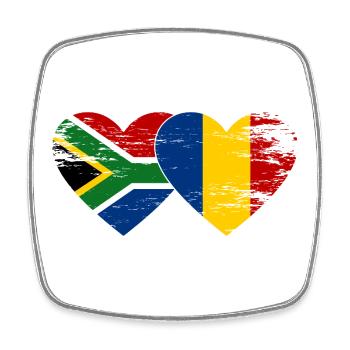 Südafrika Rumänien Flaggen Herz - Viereckiger Kühlschrankmagnet - Weiß - Vorne