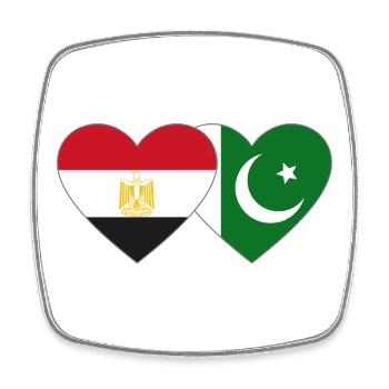 Egypt Pakistan Flag Heart - Square fridge magnet - white - Front