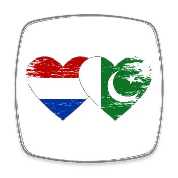 Hollande Pakistan drapeau coeur utilisé - Magnet carré - blanc - Devant