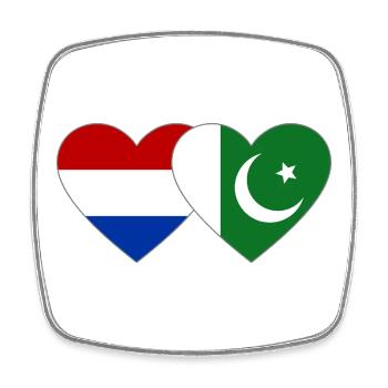 Holland Pakistan Flag Heart - Square fridge magnet - white - Front
