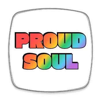 Proud Soul Rainbow Fette Typografie Gay Pride - Viereckiger Kühlschrankmagnet - Weiß - Vorne